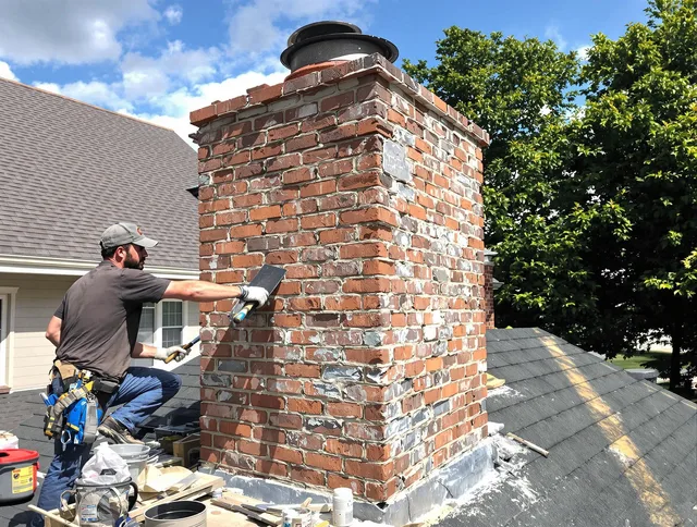 Completed chimney rebuild by New Albany Chimney Sweep in New Albany, OH