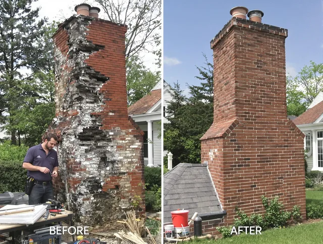 New Albany Chimney Sweep performing a full chimney restoration in New Albany, OH