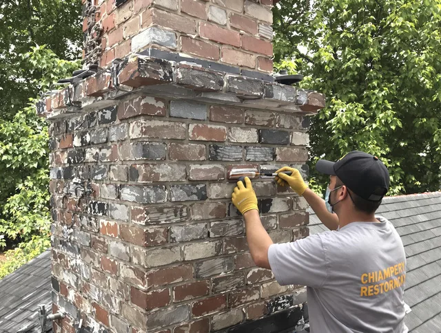In-progress chimney restoration by New Albany Chimney Sweep in New Albany, OH